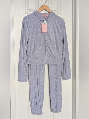 NWT Juicy Couture Women's (XL) 2-Piece Terry Cloth Tracksuit w/Rhinestone Logos
